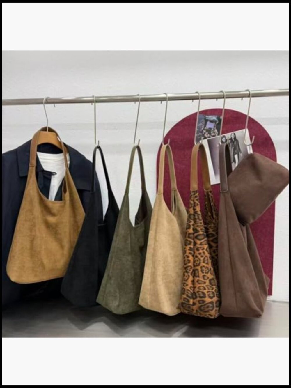 Suede Hobo Bag Spacious Tote Shoulder Bag Slouchy Retro Purse Lightweight - Picture 3 of 7